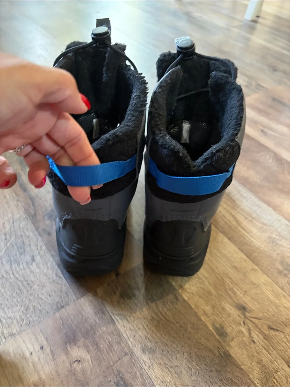 Columbia Kids Grey and Black Snow Boots with Blue Accents